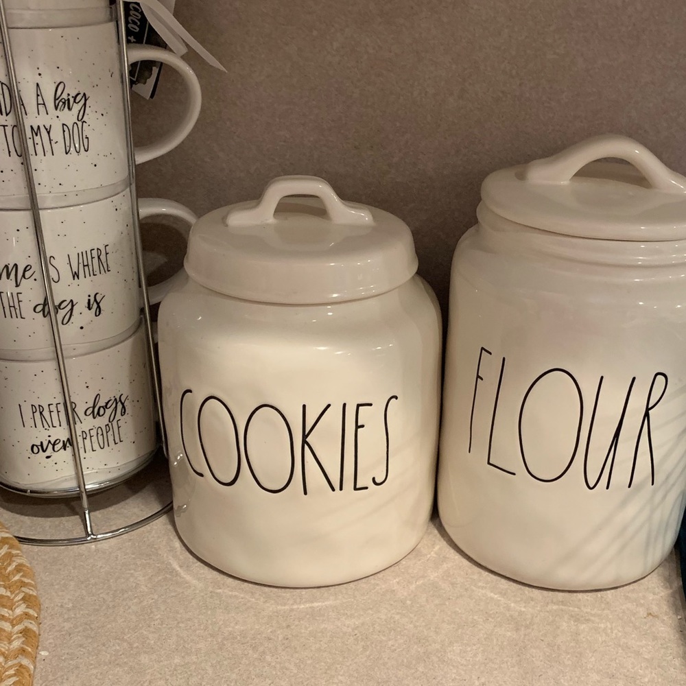RAE DUNN cookie jar & flour canister